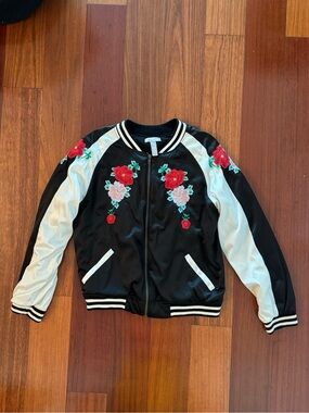 Aqua Floral Bomber Jacket